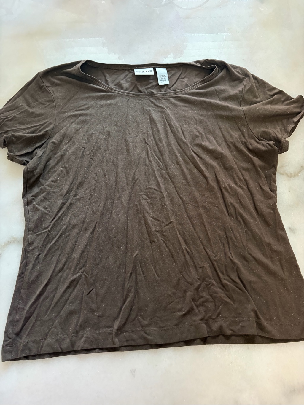 Chico's Brown Short Sleeve Scoop Neck Tee